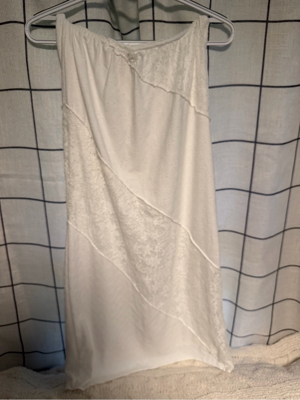 Women’s White Lace-Panel Slip Maxi Skirt